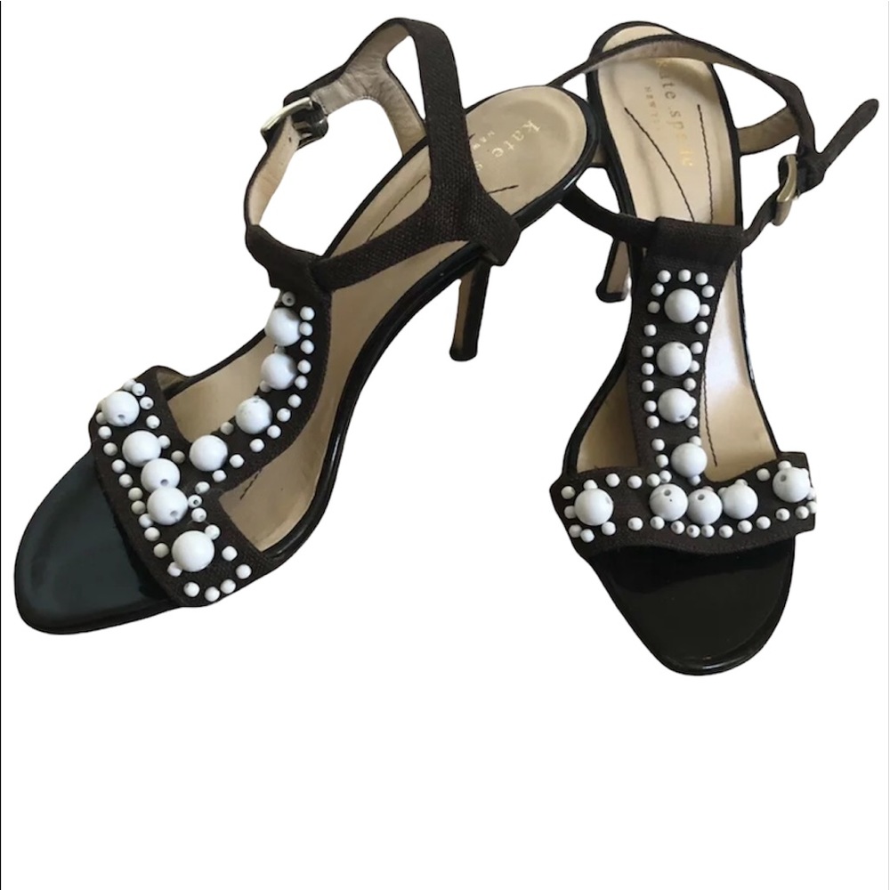 Kate spade beaded brown sandal heel size7.5